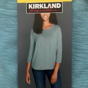 Kirkland signature ladies cotton skin tee 3/4 sleeve size small color blue NWOT